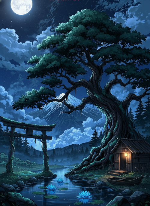 Moonlight Over the Sacred Tree