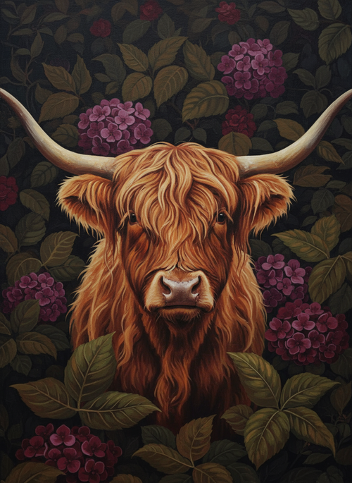 Highland Cow In the Quiet (Board Canvas)