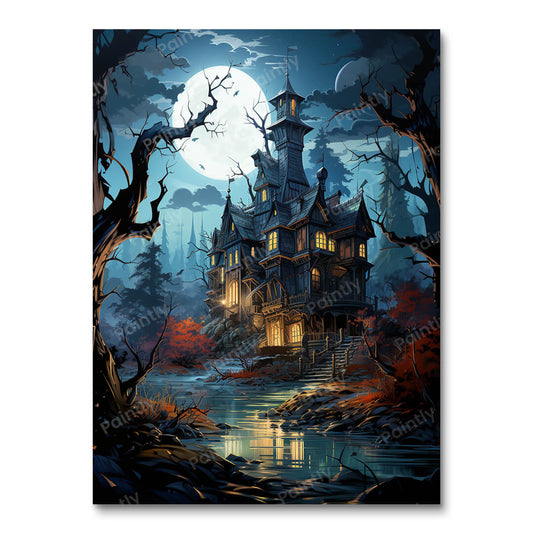 Eerie Moonlit House