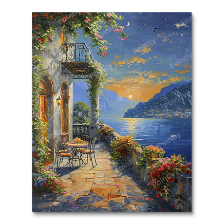 Moonlit Patio by the Seaside (Diamond Painting) Diamond Painting kit