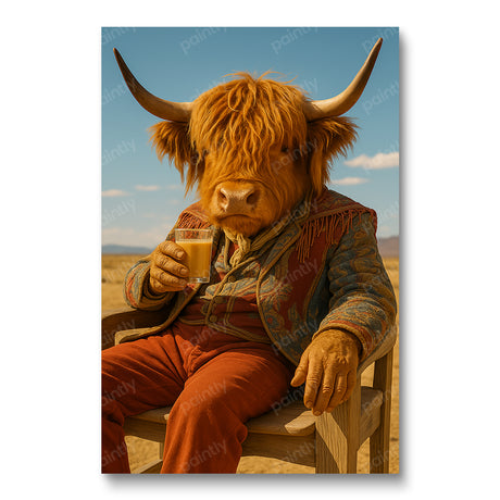 The Sipping Highland Cow (Diamond Painting) Diamond Painting kit