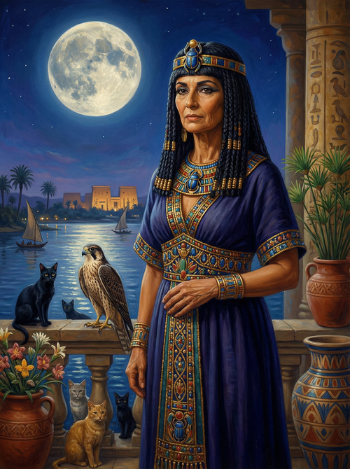 Moonlit Egyptian Queen (Board Canvas)