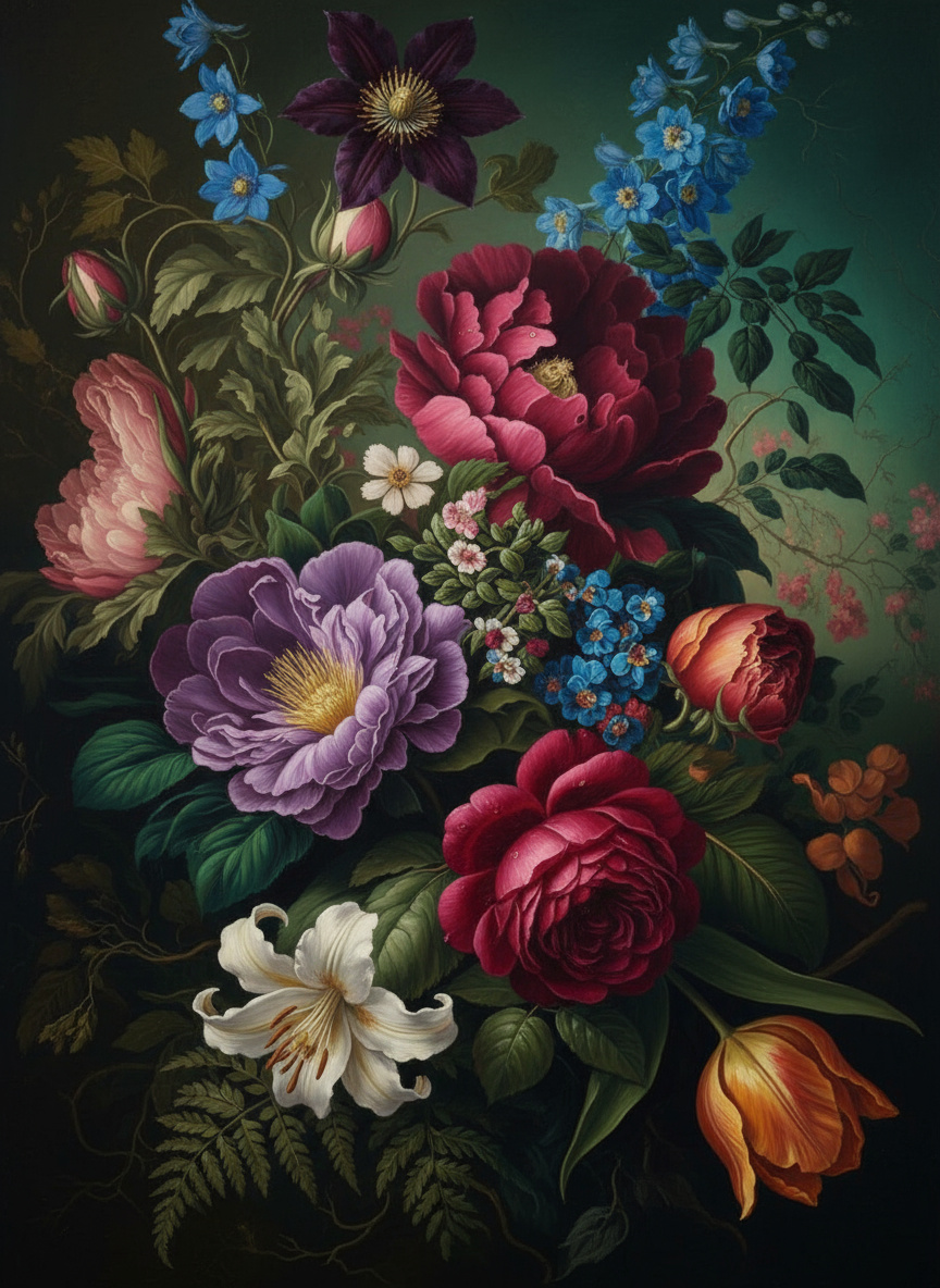 Baroque Bouquet Bloom (100 Color Diamond Painting)