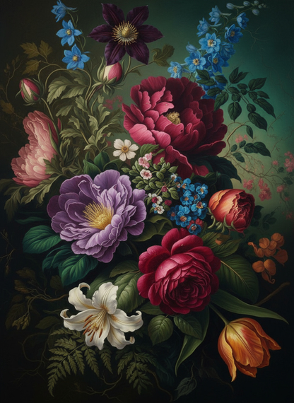 Baroque Bouquet Bloom (100 Color Diamond Painting)