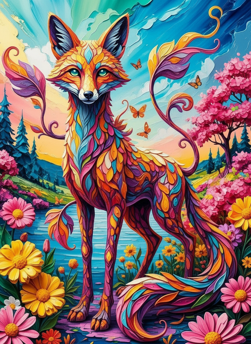 The Enchanted Fox of Spring (Board Canvas)