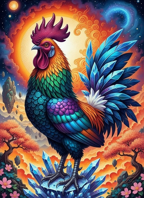 Crystal Rooster (Board Canvas)