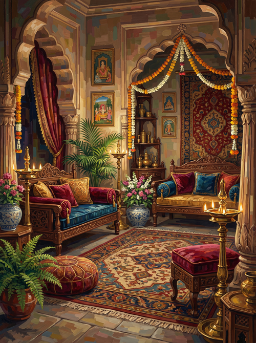 India Heritage Lounge (Diamond Painting) Diamond Painting kit