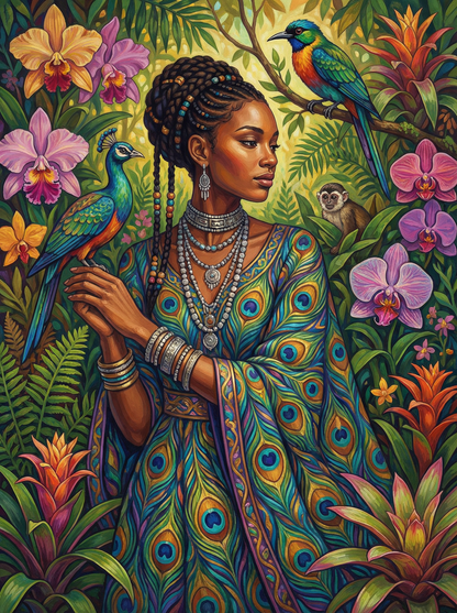 Peacock Queen of the Jungle (100 Color Diamond Painting) Diamond Painting kit
