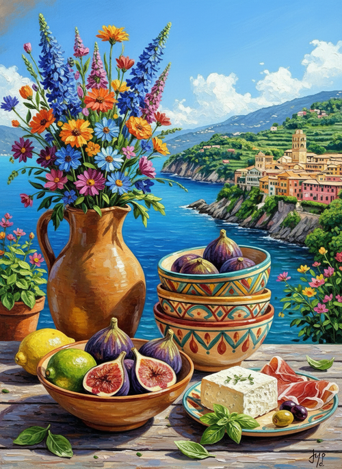Mediterranean Still Life (Board Canvas)