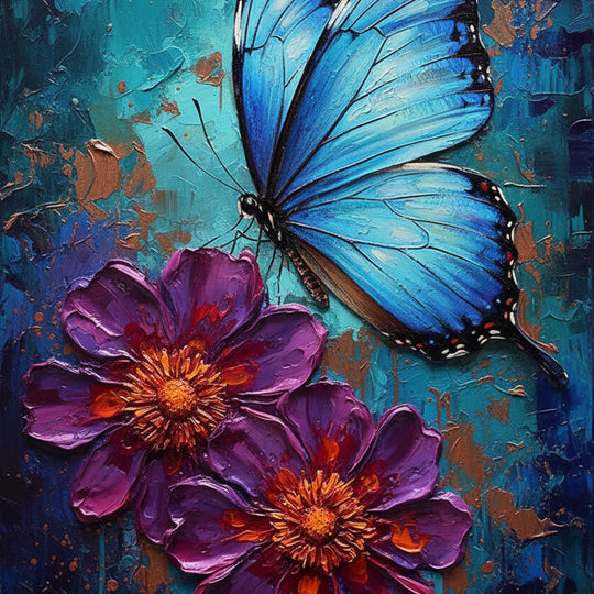 Butterfly on Textured Blue (Board Canvas)