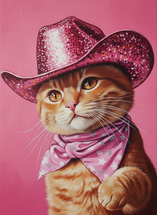 Cowgirl Kitty (Board Canvas)