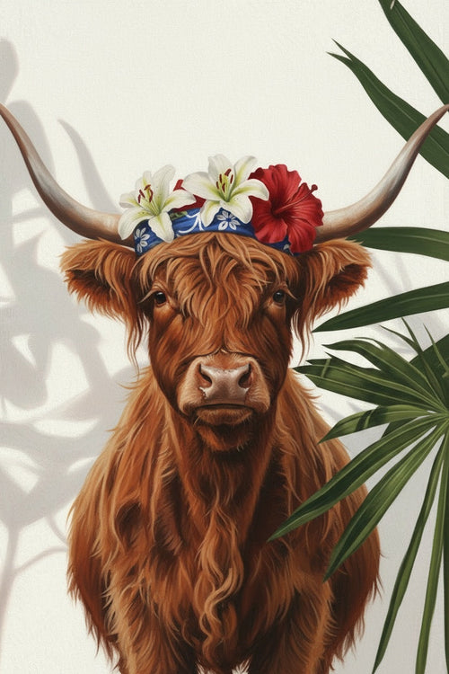 Saint of Still Horizons Highland Cow (Board Canvas)