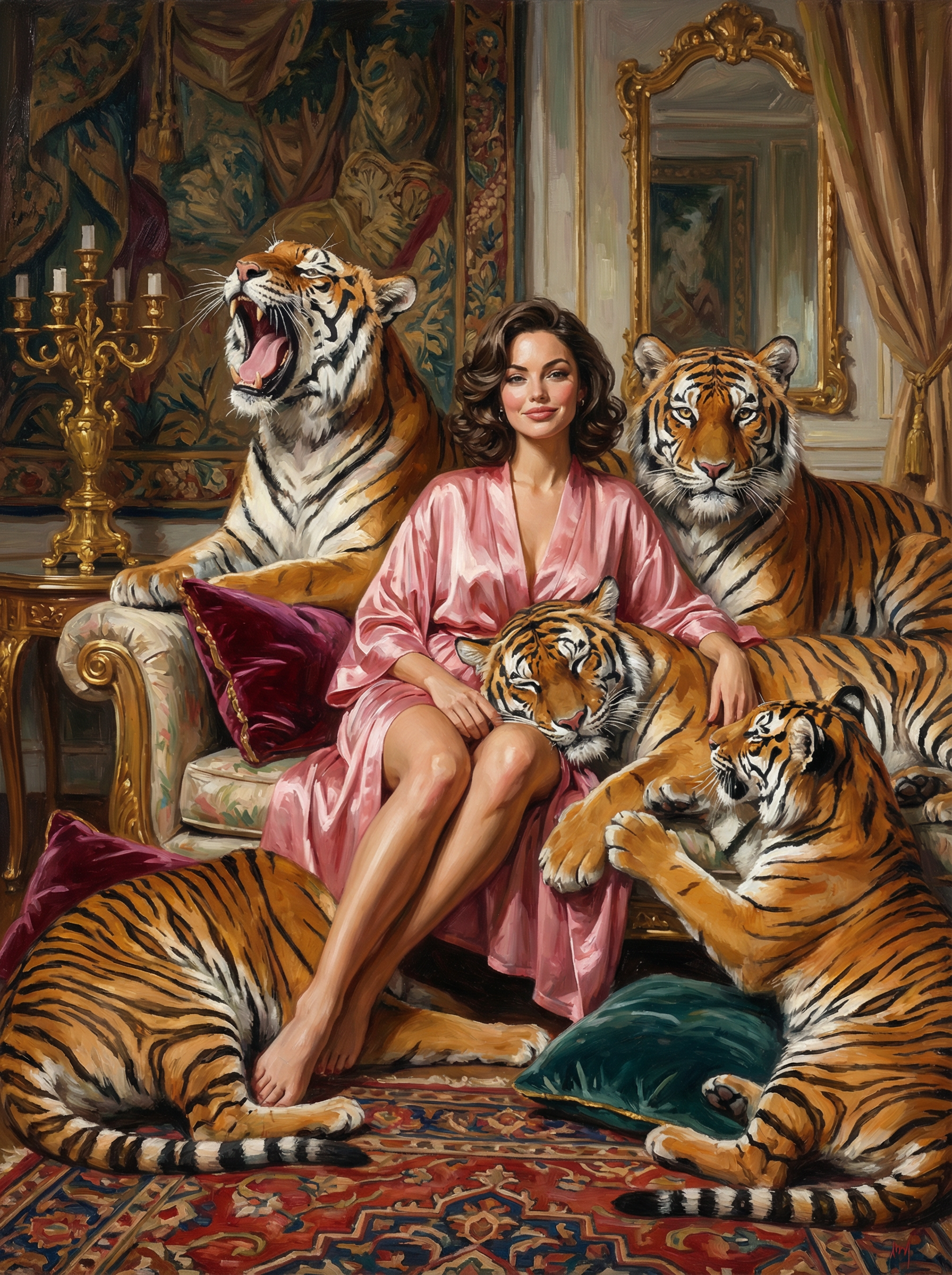 Satin Robe and Tiger Sanctuary (Diamond Painting) Diamond Painting kit