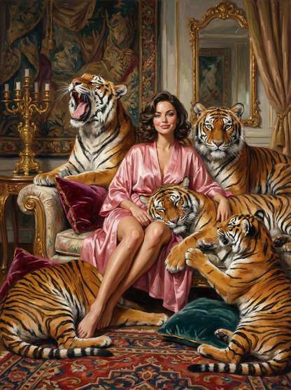 Satin Robe and Tiger Sanctuary (Diamond Painting) Diamond Painting kit
