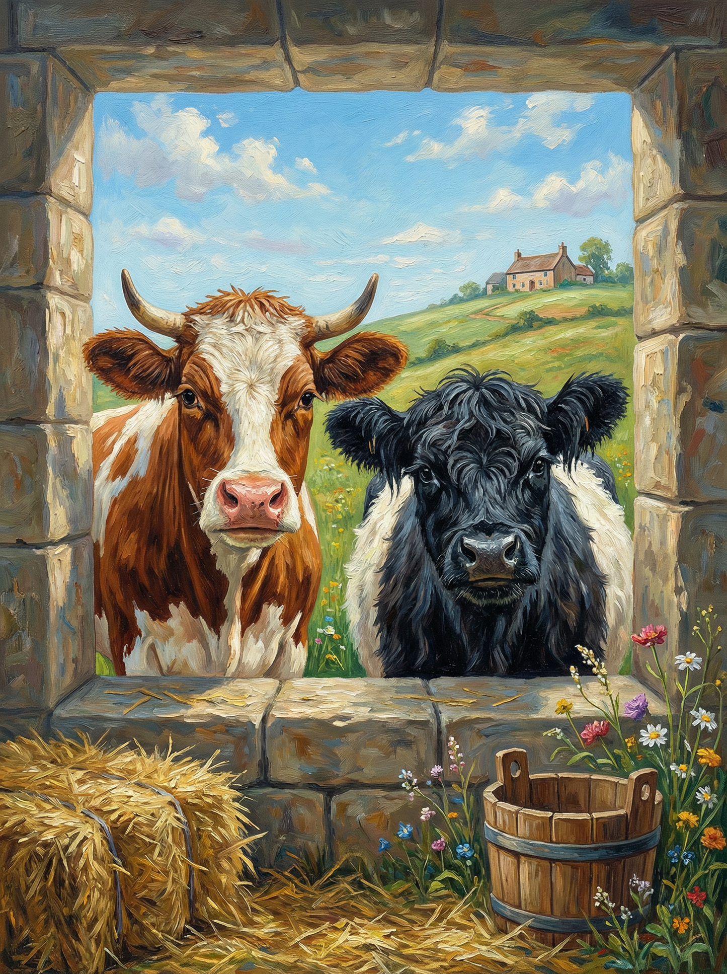Curious Country Cows (Board Canvas)