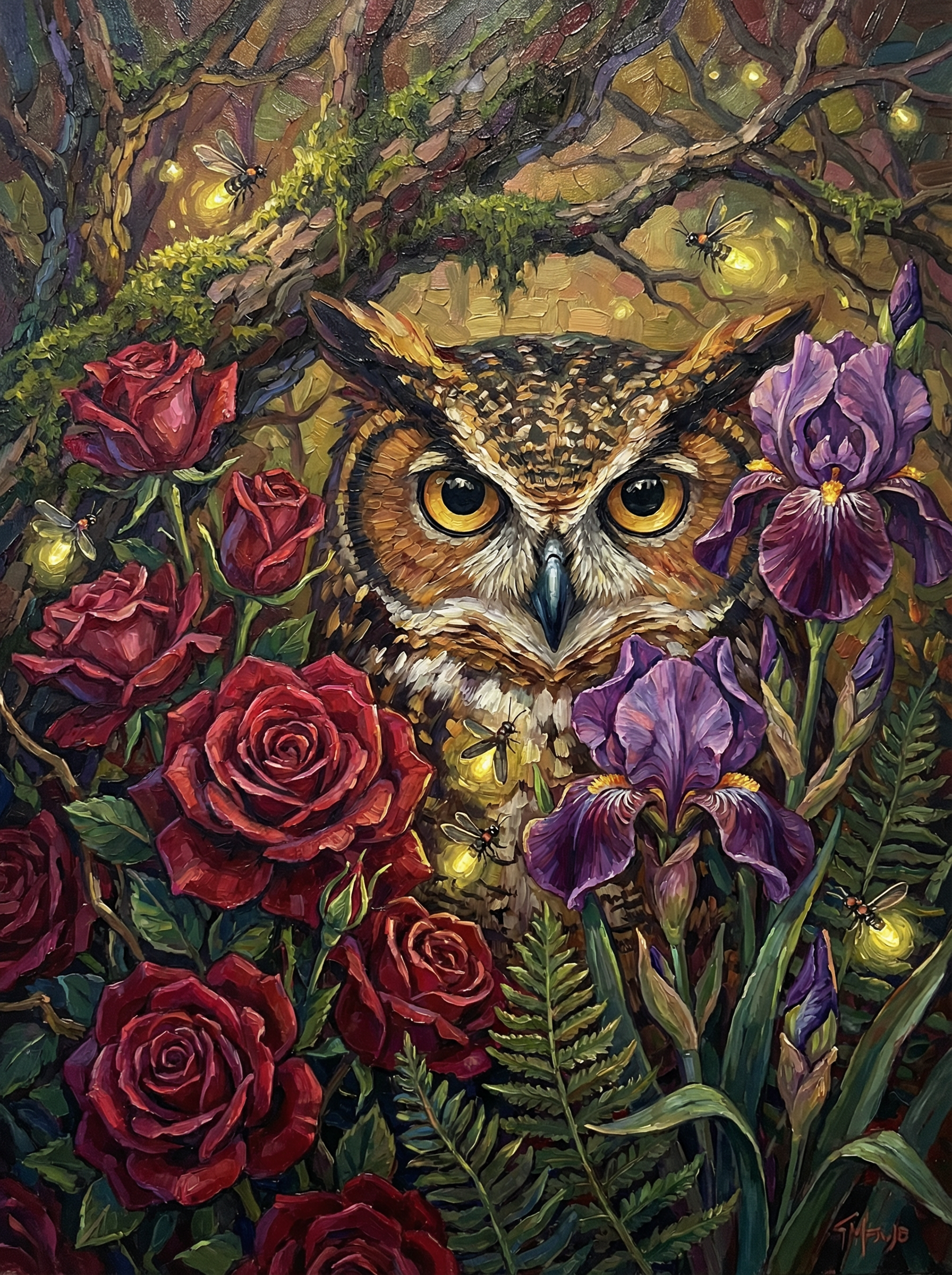 Midnight Garden Owl (100 Color Diamond Painting)