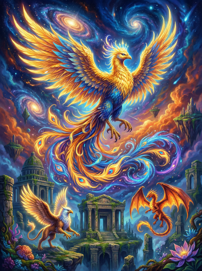 Celestial Phoenix Ascension (100 Color Diamond Painting)
