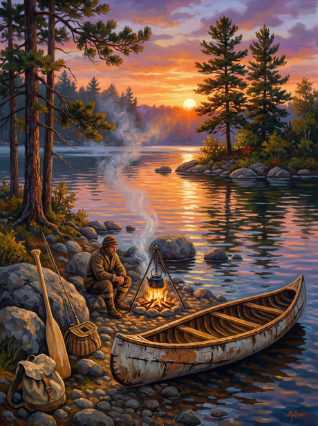 Campfire by the Lake (Diamond Painting) Diamond Painting kit