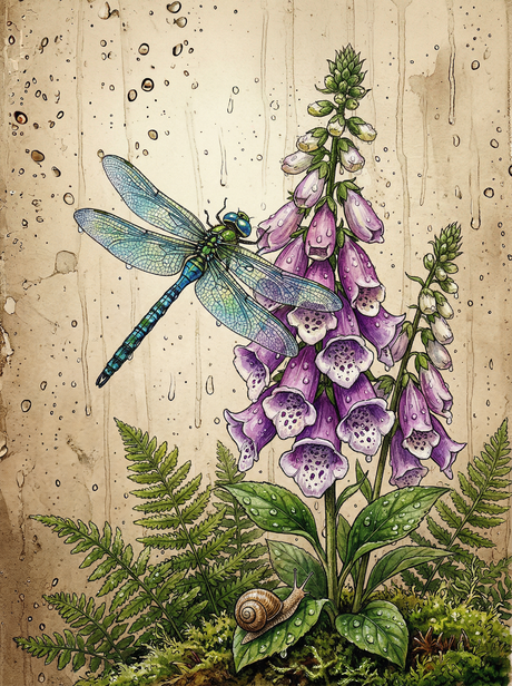 Dragonfly Foxglove Mist (Diamond Painting) Diamond Painting kit