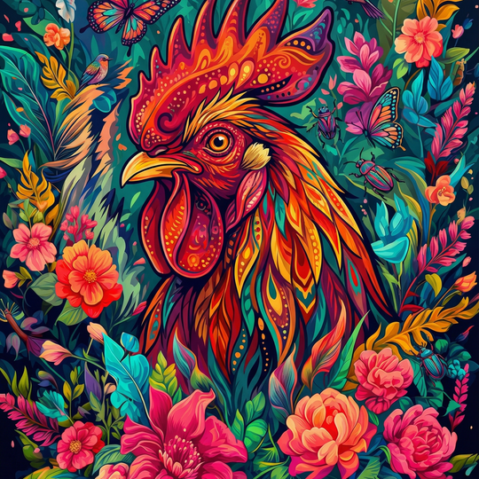 Floral Garden Rooster (80 Colors)