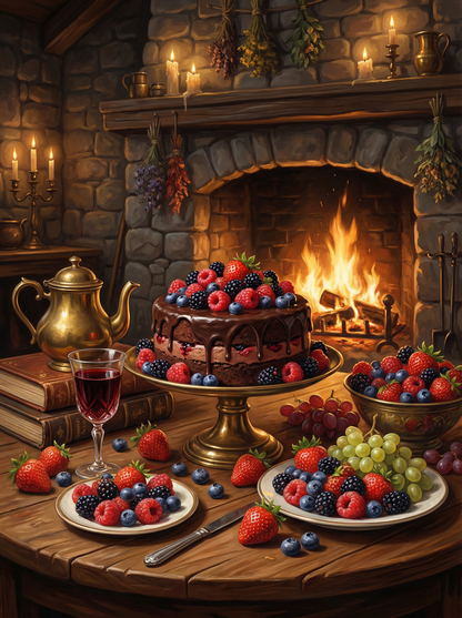 Fireside Berry Feast (Diamond Painting) Diamond Painting kit