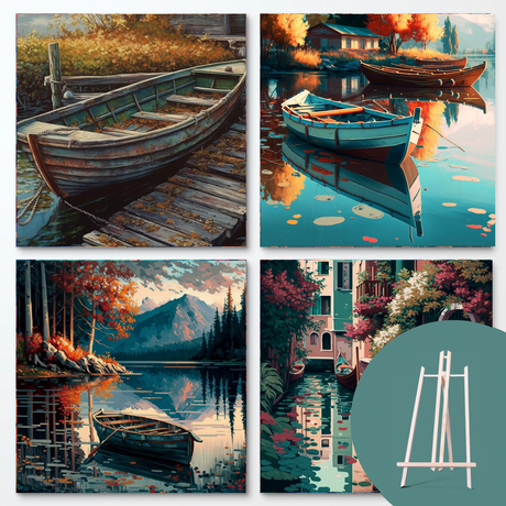 Boat Bundle (4 Designs + Free Easel) People Paint by Numbers kit