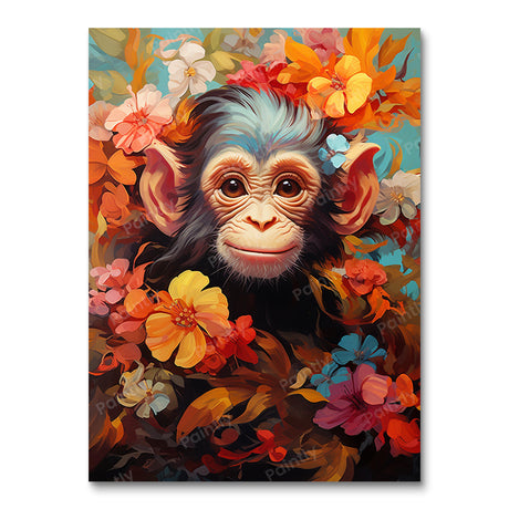 Floral Little Monkey I (Diamond Painting) Diamond Painting kit