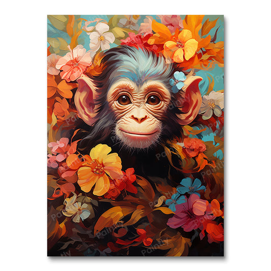 Floral Little Monkey I (Paint by Numbers)