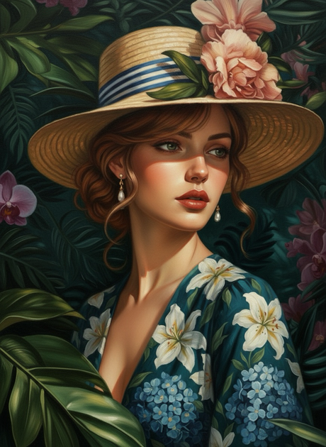 Tropical Hat Whisper (100 Color Diamond Painting) Diamond Painting kit