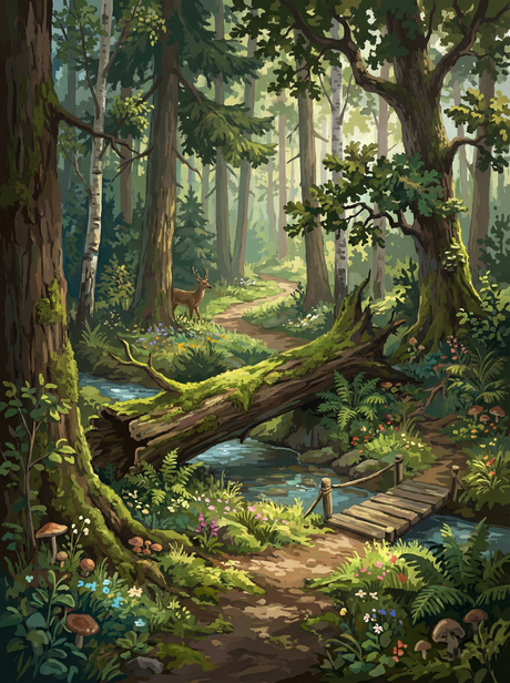 Deer Creek Crossing (Diamond Painting) Diamond Painting kit