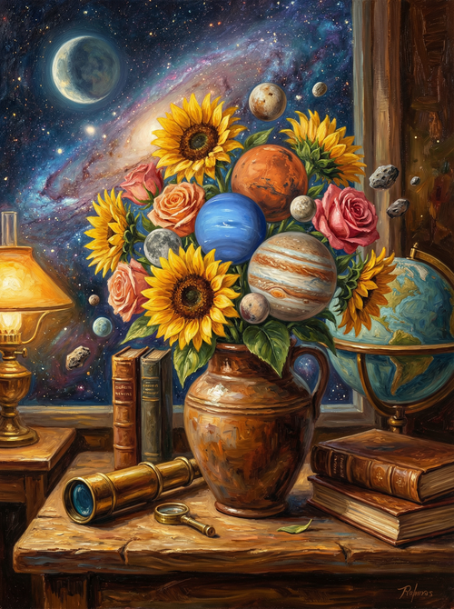 Cosmic Sunflower Still Life (80 Colors)