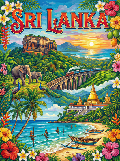 Sri Lanka Golden Trails (100 Color Diamond Painting) Diamond Painting kit