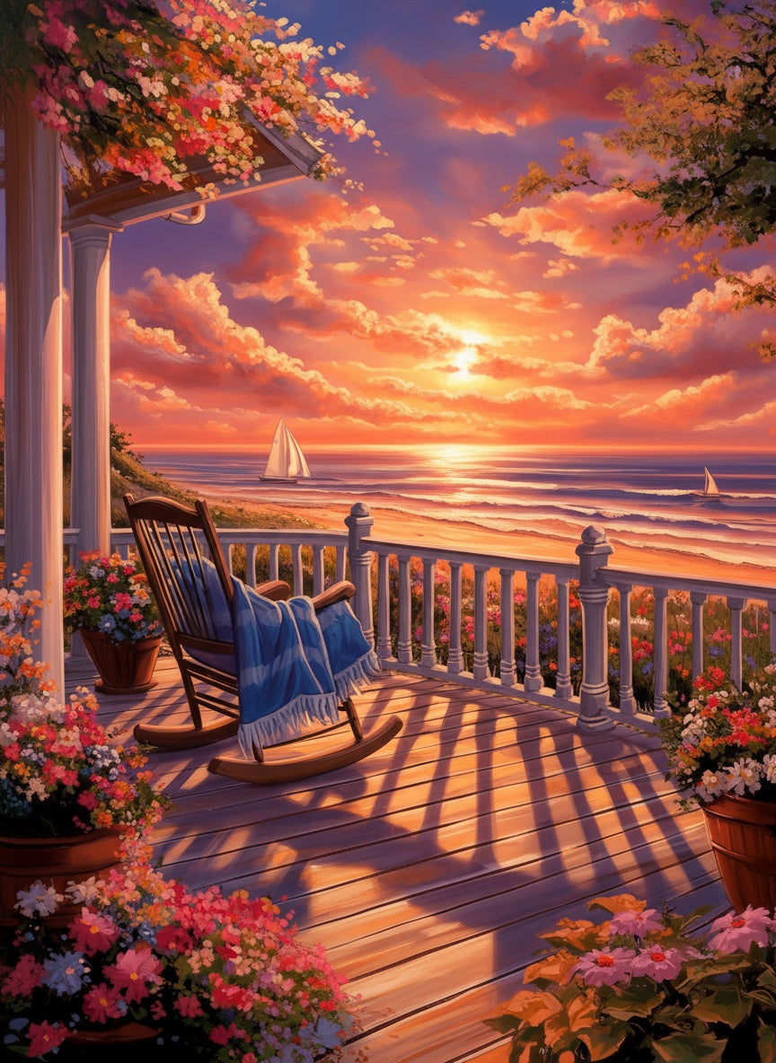 Sunset Serenity Porch (Board Canvas)