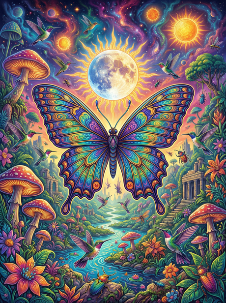 Cosmic Moon Butterfly (Diamond Painting) Diamond Painting kit