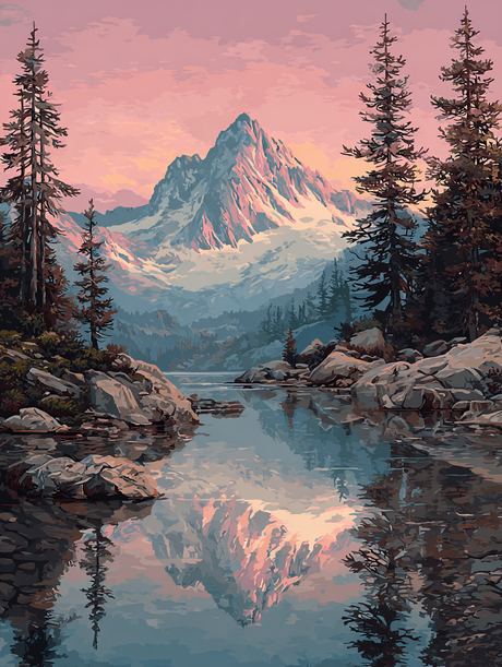 Alpine Lake Sunrise (Diamond Painting) Diamond Painting kit