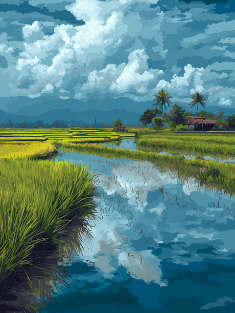 Asian Fields Sky Mirror (Diamond Painting) Diamond Painting kit