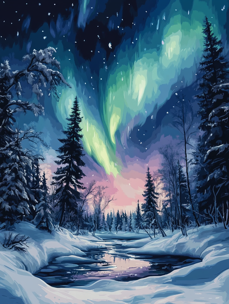 Aurora Winter Forest (Diamond Painting) Diamond Painting kit