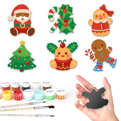 Skating Gingerbread and Santa fridge magnets – Six Christmas characters: Santa, holly candy cane, girl with red bow, tree, holly cupcake, skating gingerbread man
