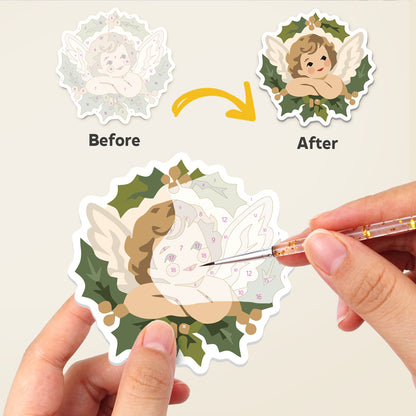 Cherub and Kitten Holly Wreaths fridge magnets – image 2