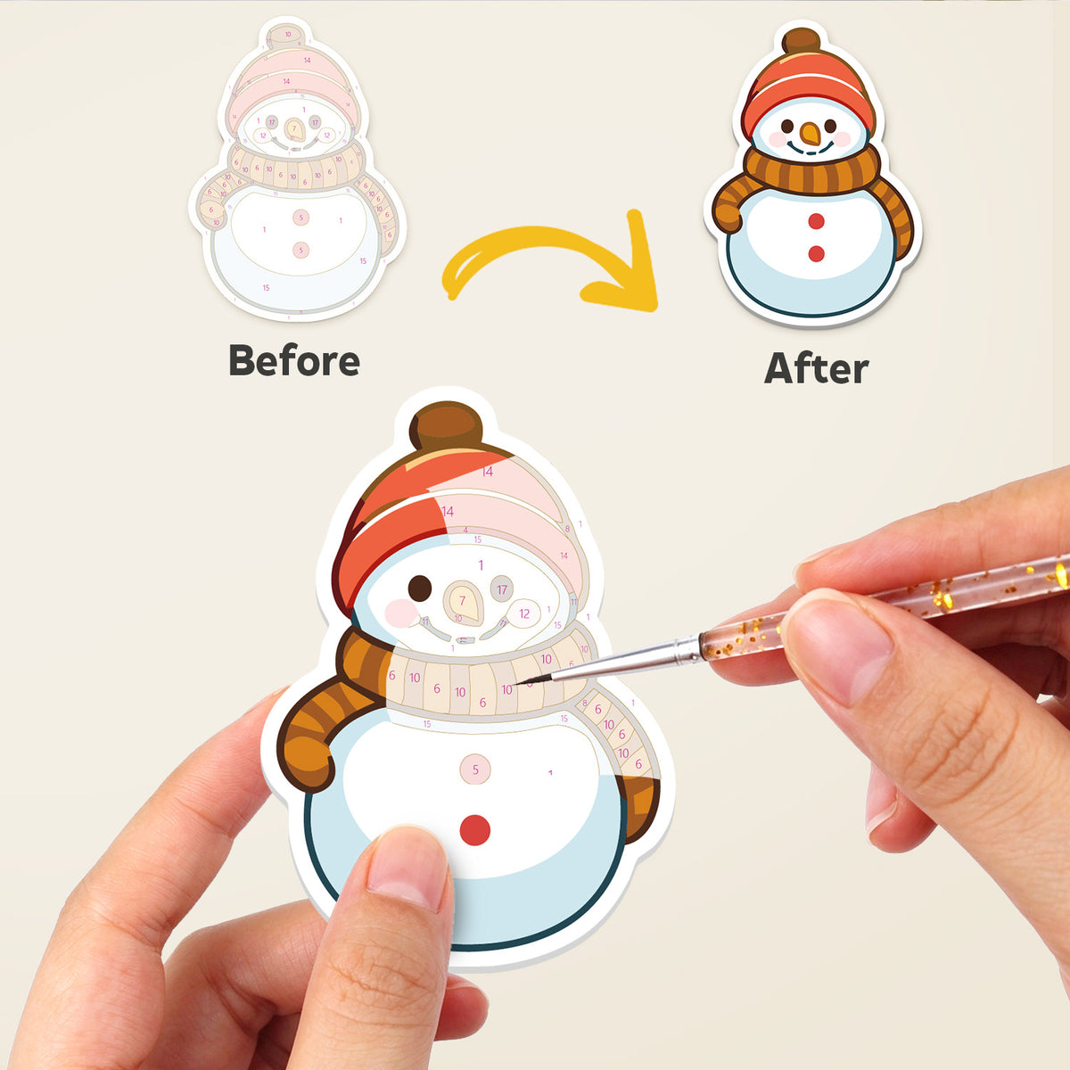 Bobble-Hat Snowman Squad fridge magnets – image 2