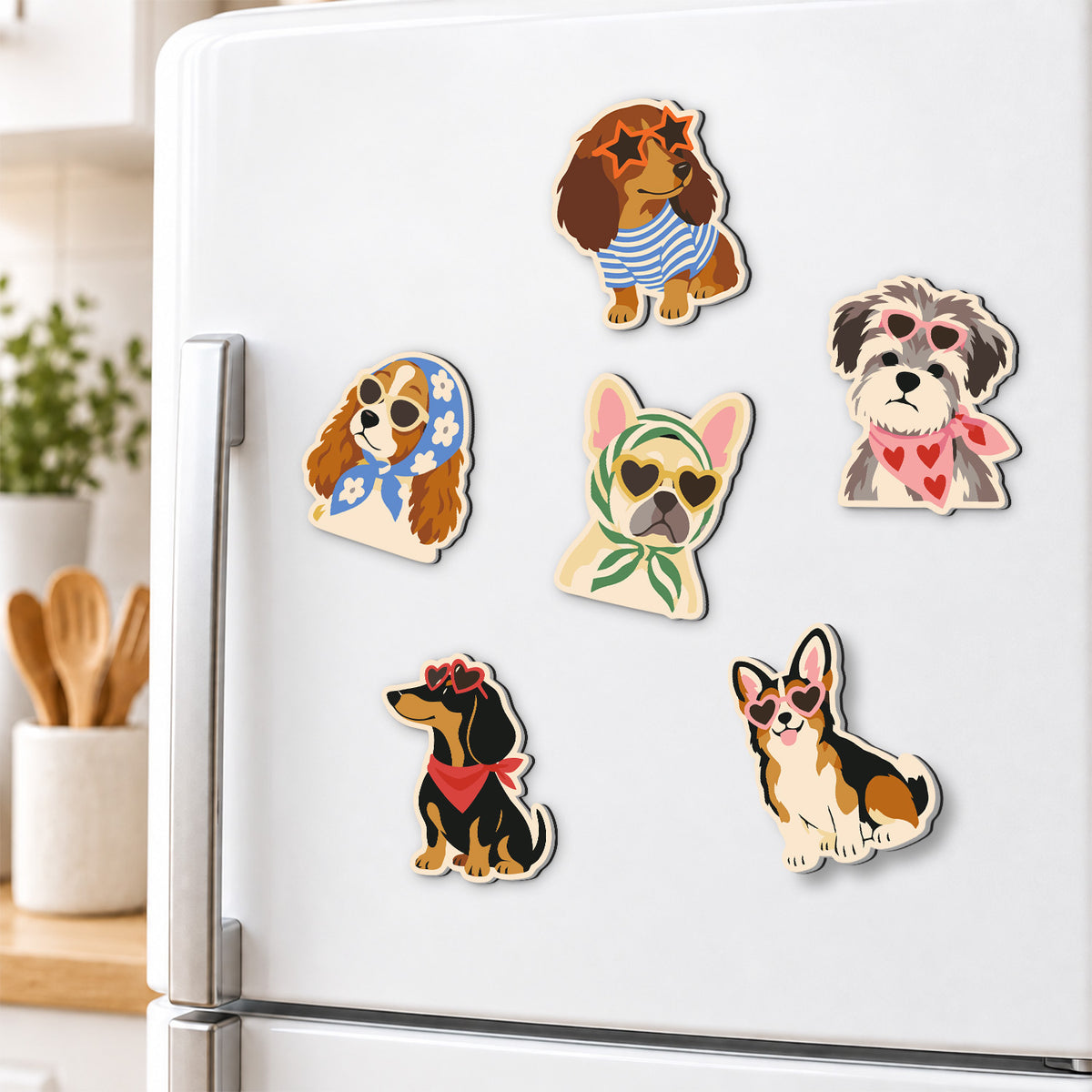 Heart-Glasses Corgi and Frenchie fridge magnets – image 3