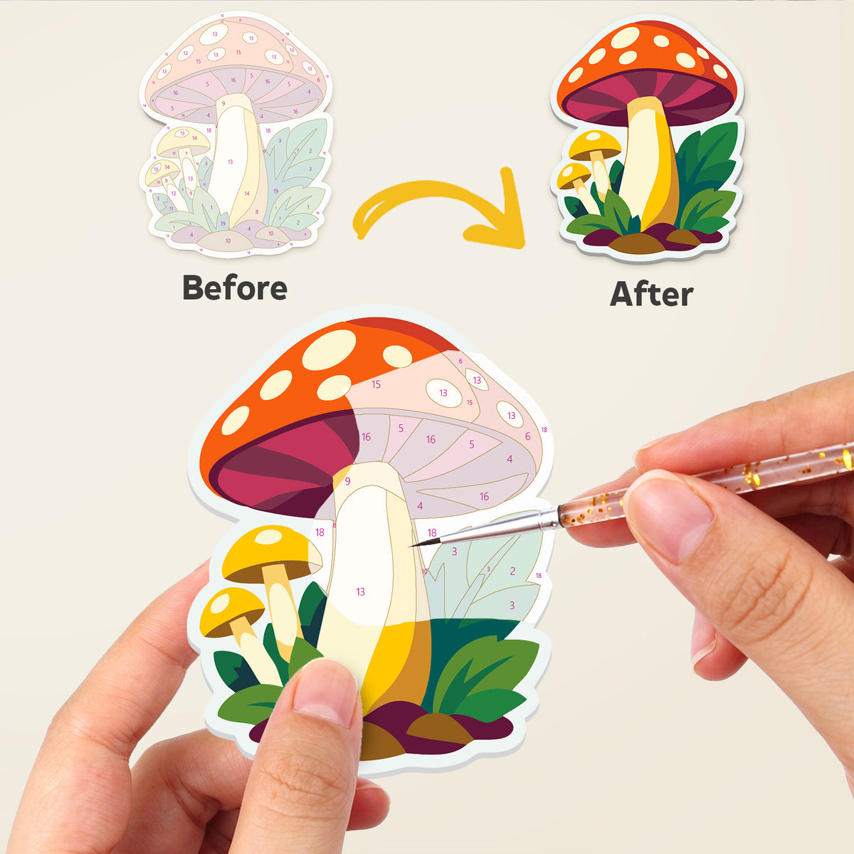 Sunny Yellow Toadstool Glade fridge magnets – image 2