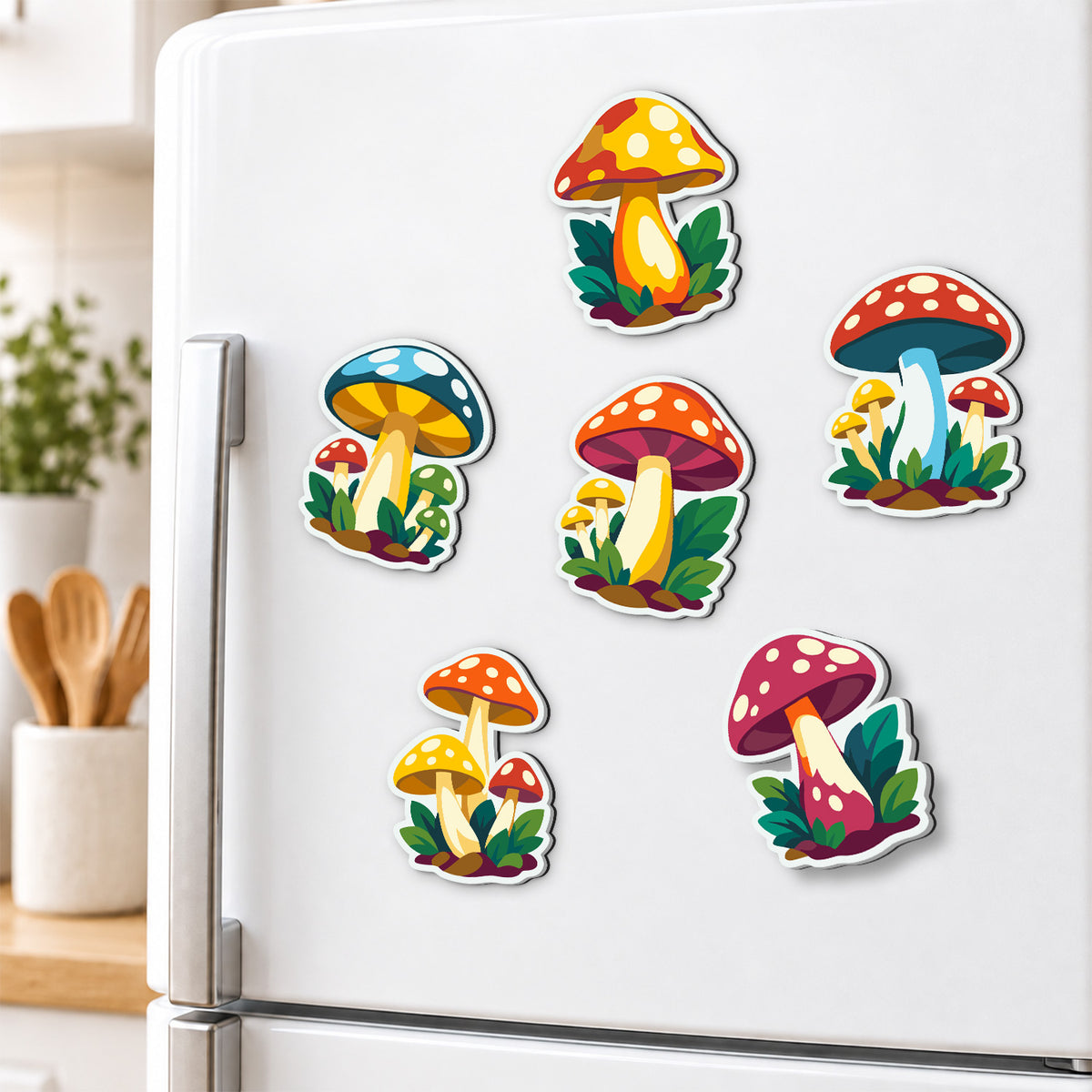 Sunny Yellow Toadstool Glade fridge magnets – image 3