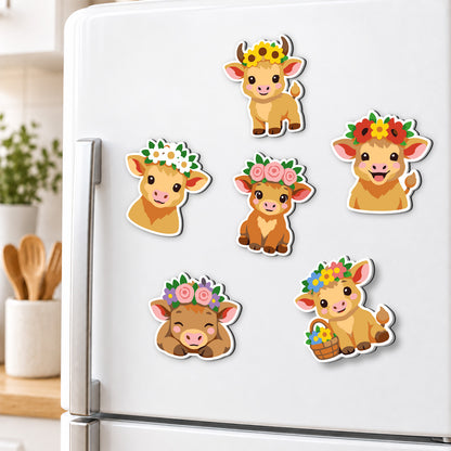 Flower-Crowned Highland Calves fridge magnets – image 3