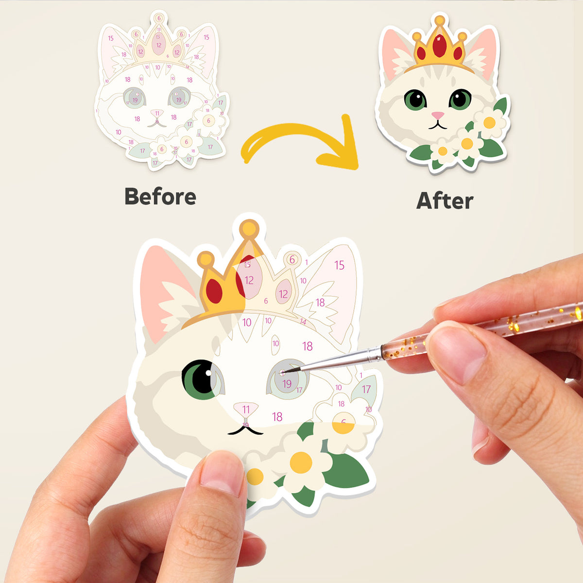 Crowned Princess Cat Faces fridge magnets – image 2