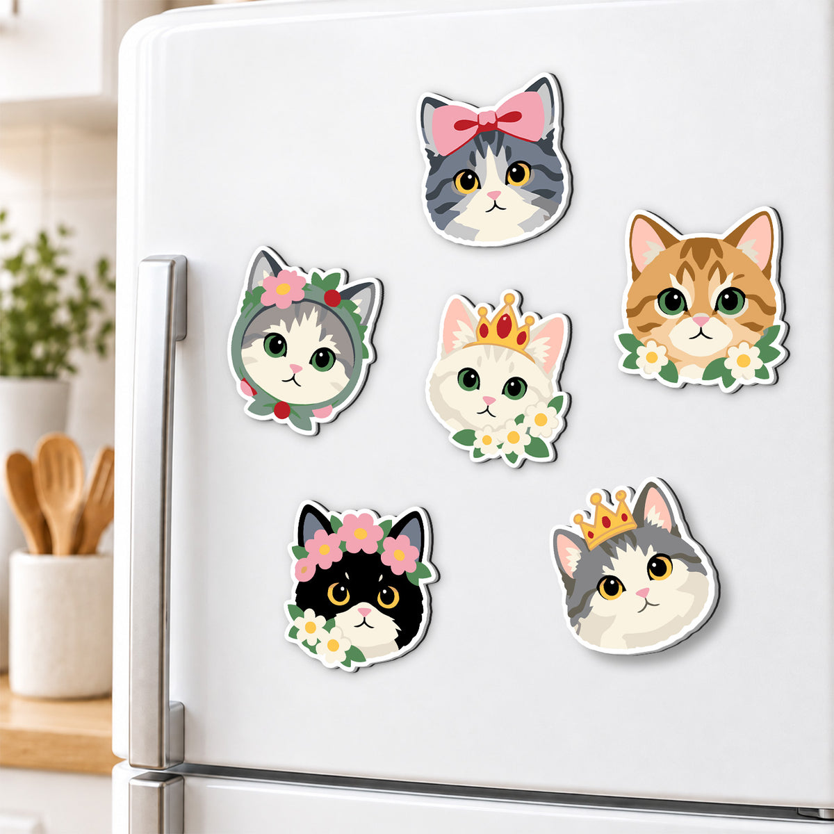 Crowned Princess Cat Faces fridge magnets – image 3
