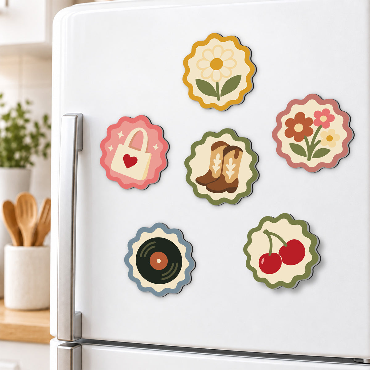Retro Cherries and Cowboy Boots fridge magnets – image 3