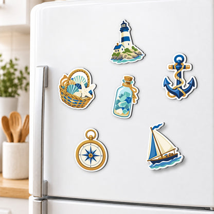 Seaside Lighthouse and Compass fridge magnets – image 3