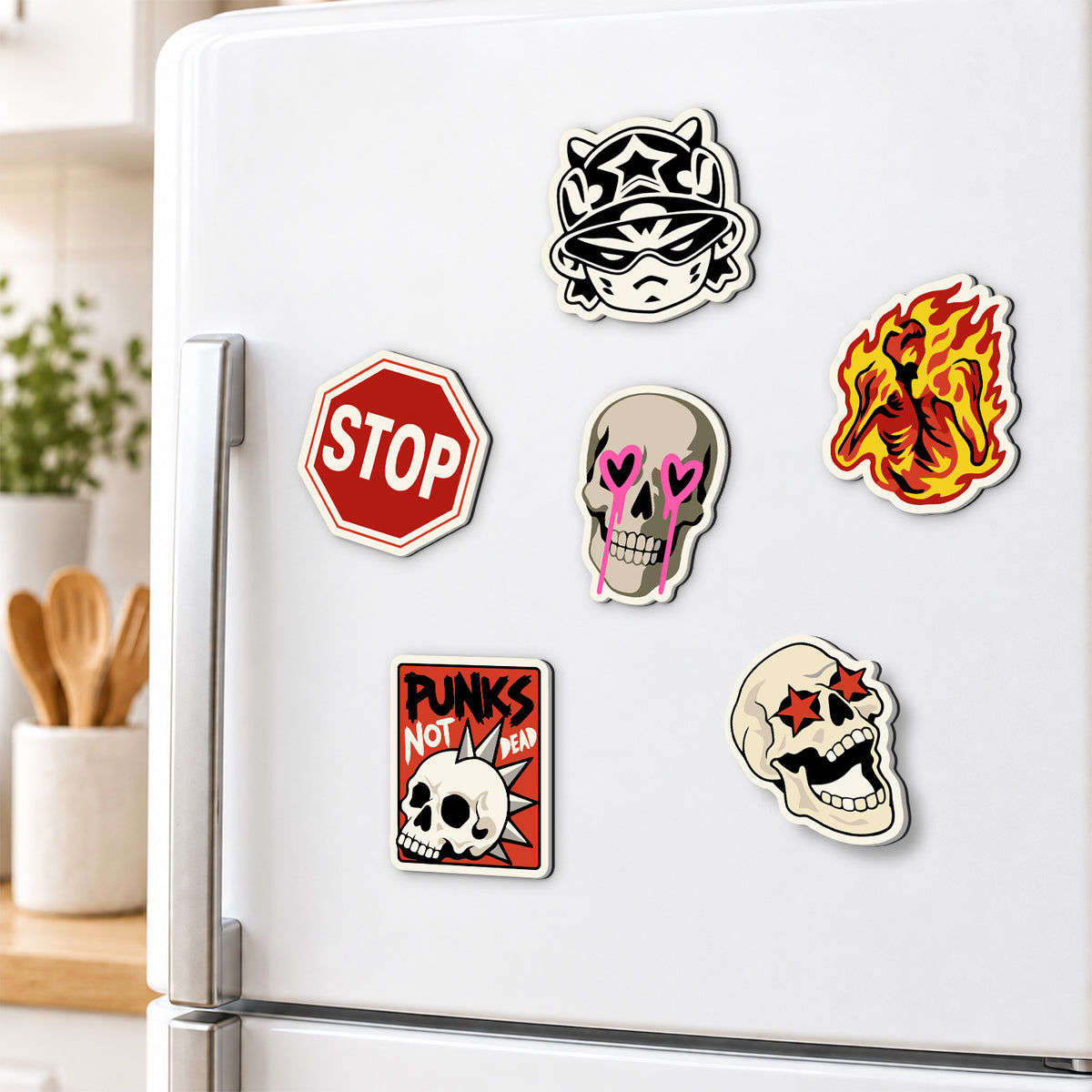 Rebel Skull Sticker Mix fridge magnets – image 3