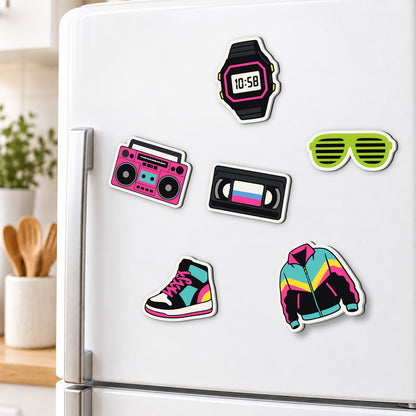 Neon Boombox and VHS Throwback fridge magnets – image 3
